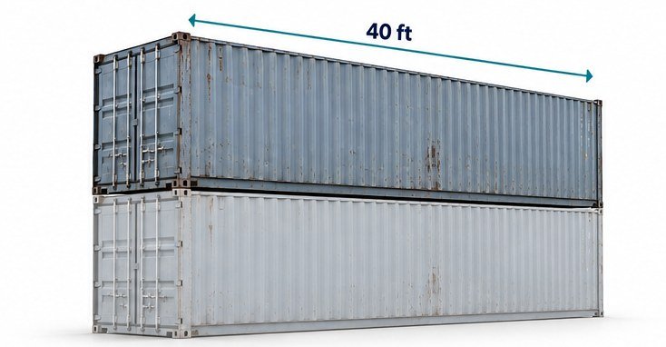 40-foot upper-level storage unit, 40 ft long